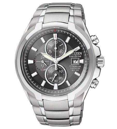 CA0260-52H Men's Eco-Drive Titanium Grey Dial Chronograph Watch - Citizen - Modalova