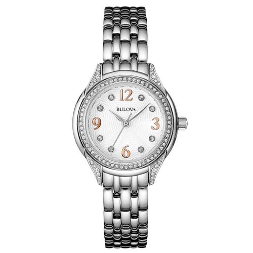 Women's Classic Stainless Steel Watch - Quartz White Dial Bracelet / 96L212 - Bulova - Modalova