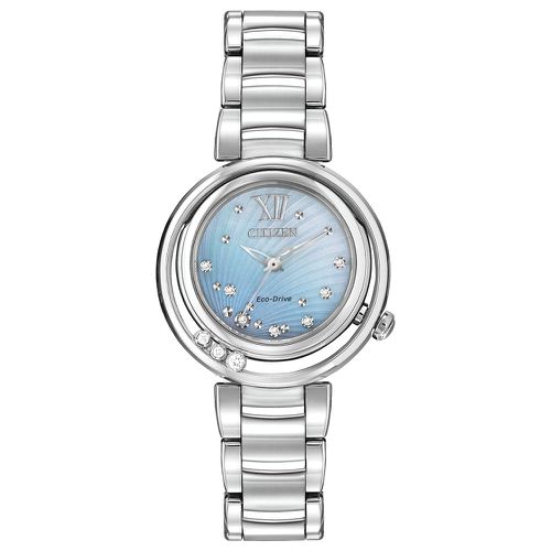 EM0320-59D Women's Sunrise Eco-Drive Diamond MOP White Dial Steel Bracelet Watch - Citizen - Modalova