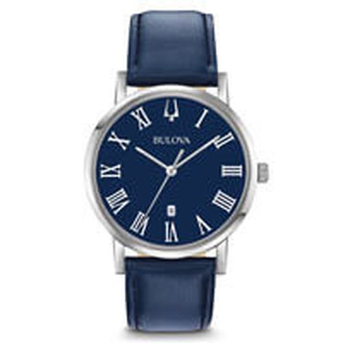 Men's Quartz Watch - Classic Blue Dial Leather Strap / 96B295 - Bulova - Modalova