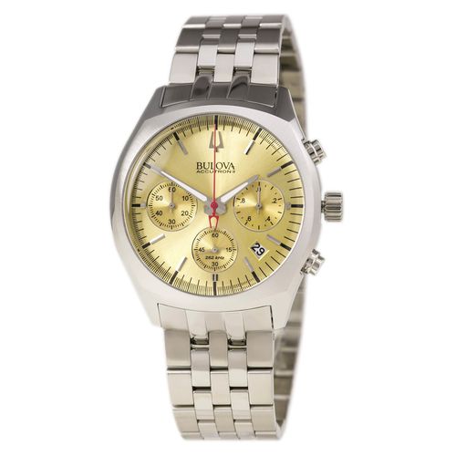 Men's Chronograph Watch - Accutron II Gold Tone Dial Stainless Steel / 96B239 - Bulova - Modalova