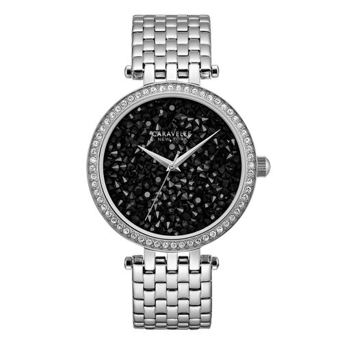 L199 Women's Crystal Black Rock Crystal Dial Stainless Steel Watch - Caravelle - Modalova