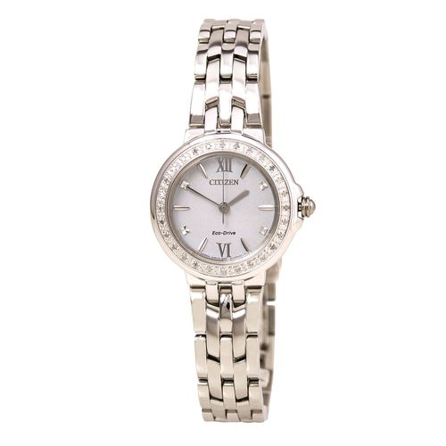 Women's Diamond Watch - Eco Drive Steel Bracelet White Dial / EM0440-57A - Citizen - Modalova