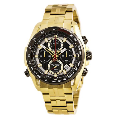 B271 Men's Precisionist Grey Dial Yellow Gold Steel Bracelet Chronograph Dive Watch - Bulova - Modalova