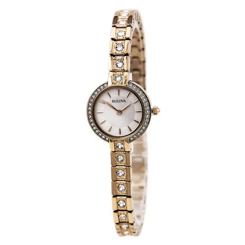 Women's Rose Gold Steel Watch - Crystal Quartz White MOP Dial / 98L215 - Bulova - Modalova