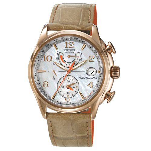 FC0003-18D Women's World Time A-T Eco-Drive MOP Dial Radio Controlled Rose Gold Steel Watch - Citizen - Modalova