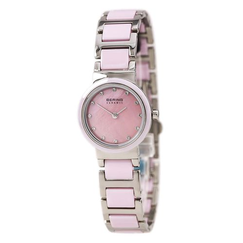 Women's Ceramic Pink MOP Dial Steel & Ceramic Bracelet Crystal Watch - Bering - Modalova