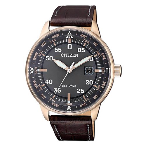 Men's Eco-Drive Watch - Grey Dial Brown Leather Strap / BM7393-16H - Citizen - Modalova