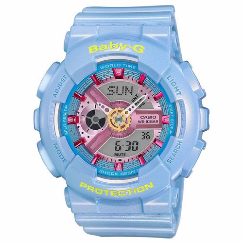 BA110CA-2A Women's Blue Resin Strap Quartz Baby-G Ana-Digital Dial World Time Watch - Casio - Modalova