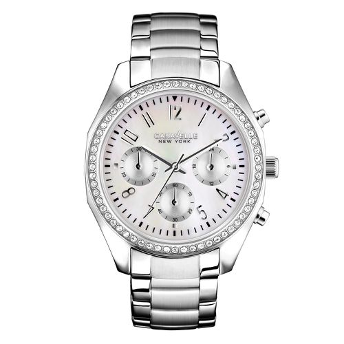 L159 Women's Crystal New York MOP Dial Chrono Stainless Steel Watch - Caravelle - Modalova