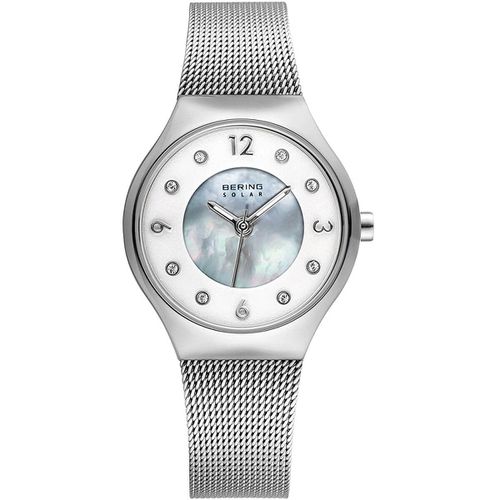 Women's Quartz Watch - Solar Mother of Pearl Dial Mesh Bracelet / 14427-004 - Bering - Modalova