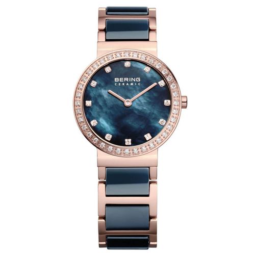 Ceramic Women's Blue MOP Dial Crystal Watch - Bering - Modalova