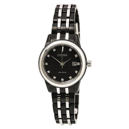 EW2398-58E Women's Two Tone Black Steel Eco Drive Corso Diamond Black Dial Watch - Citizen - Modalova