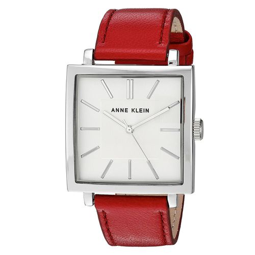 SVRD Women's Red Leather Strap Quartz Silver Tone Dial Watch - Anne Klein - Modalova