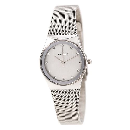 Women's Classic Swarovski Crystal Accented White Dial Steel Mesh Bracelet Watch - Bering - Modalova