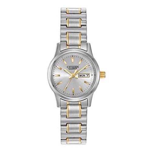 EQ0584-94A Women's Easy Reader Silver Dial Two Tone Expansion Steel Band Watch - Citizen - Modalova