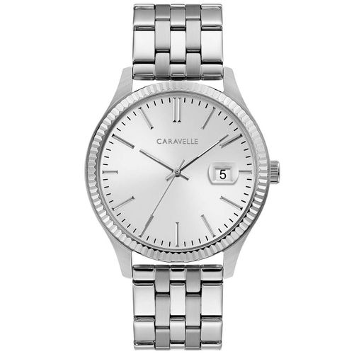 Men's Bracelet Watch - Quartz Silver Tone Dial Stainless Steel / 43B163 - Caravelle - Modalova