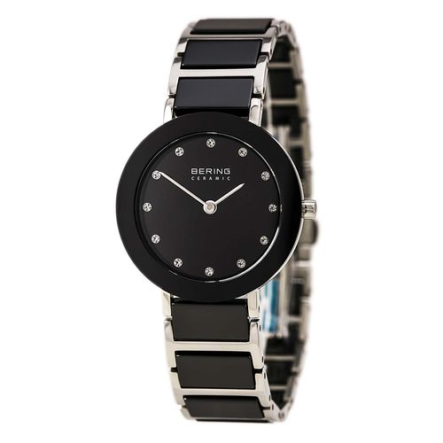 Women's Ceramic Black Dial Steel & Ceramic Bracelet Quartz Crystal Watch - Bering - Modalova
