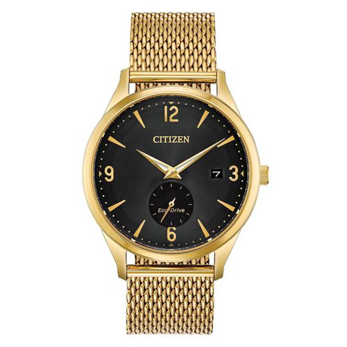 Men's Mesh Bracelet Watch - BTW Black Dial Yellow Gold Steel / BV1112-56E - Citizen - Modalova
