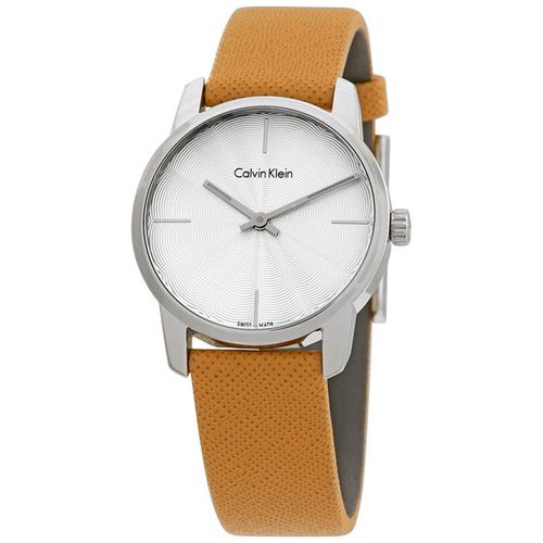 Women's Quartz Watch - City Silver Dial Brown Leather Strap / K2G231G6 - Calvin Klein - Modalova