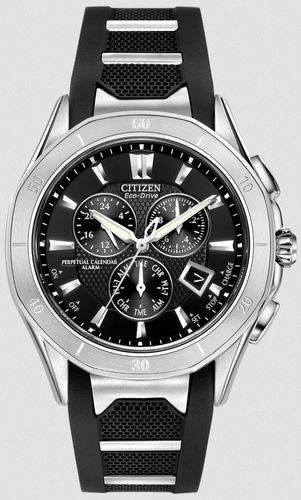 Men's Chronograph Eco-Drive Watch - Signature Octavia Perpetual Black Dial - Citizen - Modalova