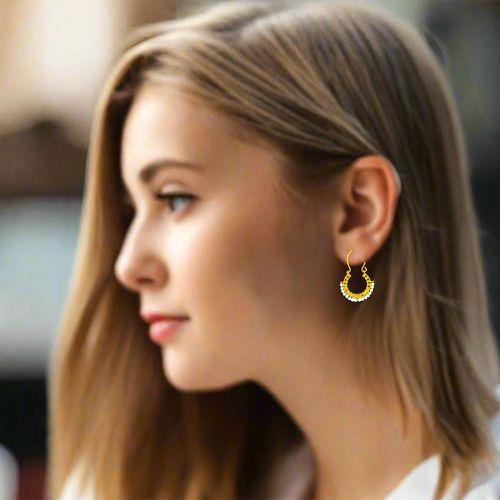 Gold Plated Hoop Earrings With Freshwater Pearls - Dougeni Mini - Modalova