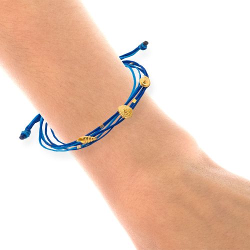 Navy Macrame Bracelet With Shells - Onirolithi - Modalova