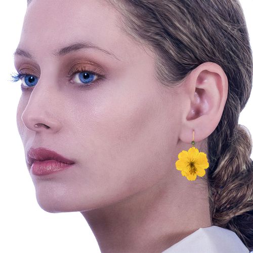 Flower Earrings Orange Daisies With Swarovski Stones - Crafts of Soul - Modalova