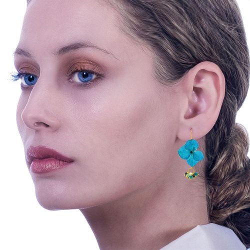 Flower Earrings Hydrangeas With Swarovski Stones - Crafts of Soul - Modalova