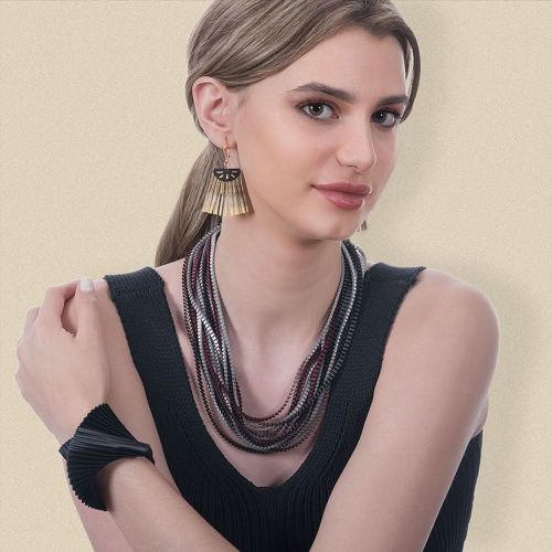 Satin Necklace Essilp Black Burgundy - Alexandra Tsoukala - Modalova