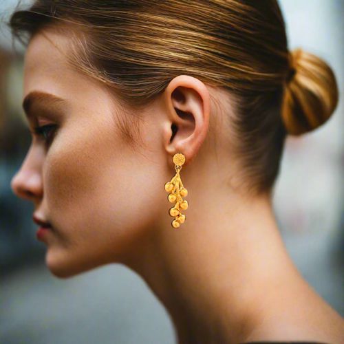 Gold Plated Silver Dangle Earrings Mimosas - Thallo - Modalova
