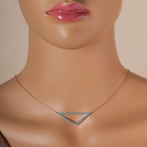Rose Gold Necklace With Turquoise CZ - Anthos Crafts - Modalova