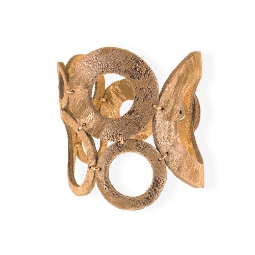 Handmade Leather Sparkling Gold Rings Bracelet - Marina Panayiotoulia - Modalova