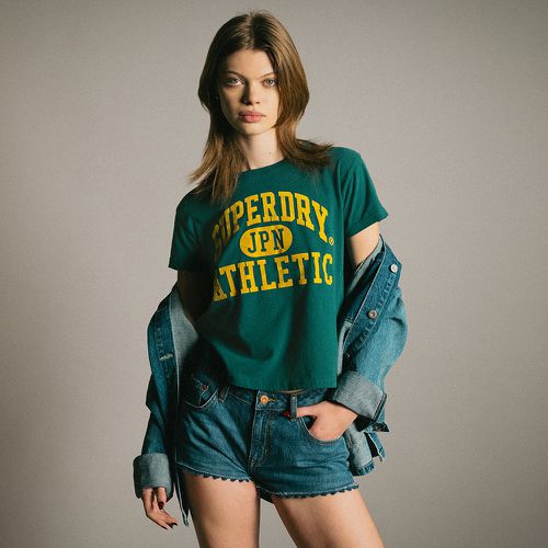 Women's Varsity Flocked Fitted T-Shirt Green / Dark Forest Green - Size: 16 - Superdry - Modalova