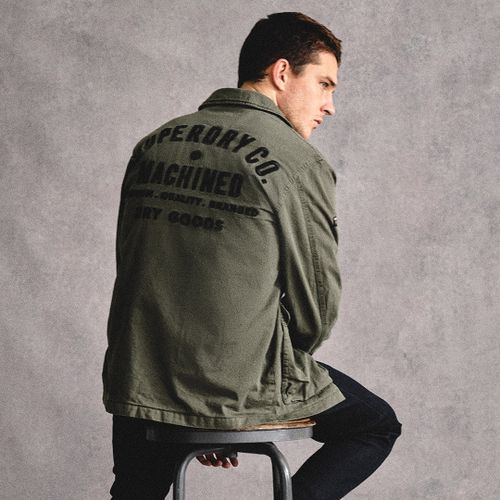 Men's Military M65 Embroidered Lightweight Jacket Green / Surplus Goods Olive Green - Size: L - Superdry - Modalova