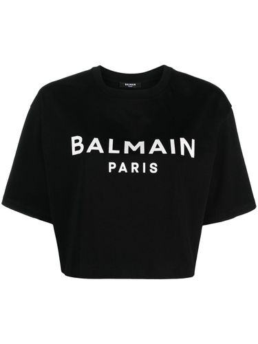 Logo Cropped Cotton T-shirt - Balmain - Modalova