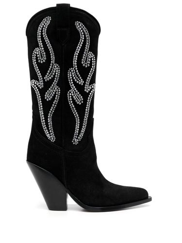 Crystal Detail Suede Western Boots - Sonora - Modalova