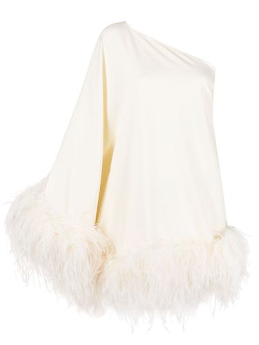 Piccolo Ubud One-shoulder Feather-trimmed Crepe Mini Dress - Taller Marmo - Modalova