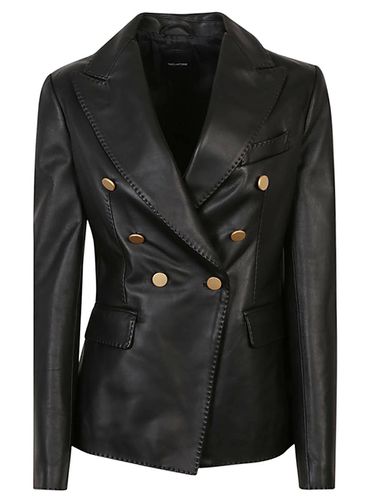 Double-breasted Leather Jacket - Tagliatore - Modalova