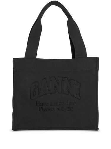 GANNI - Logo Cotton Tote Bag - Ganni - Modalova