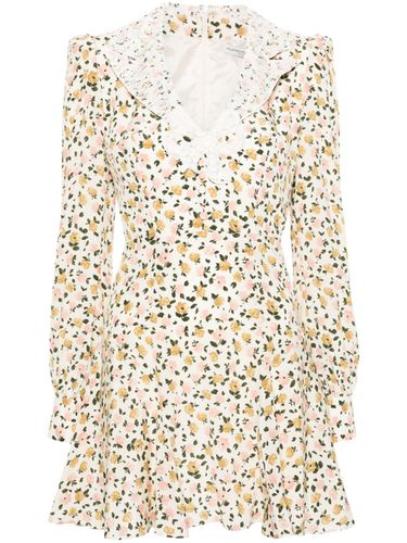 Flower Print Silk Short Dress - Alessandra Rich - Modalova