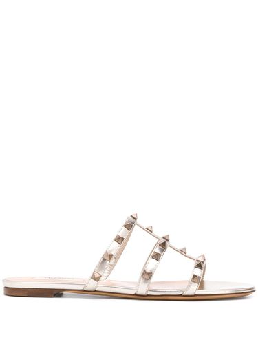 Rockstud Leather Flat Sandals - Valentino Garavani - Modalova