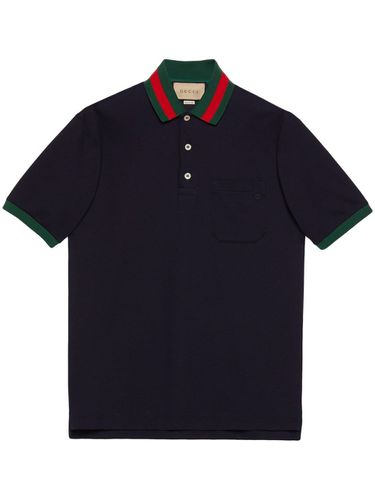 GUCCI - Web Motif Cotton Polo Shirt - Gucci - Modalova