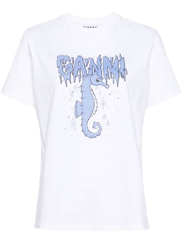 Seahorse Print Cotton T-shirt - Ganni - Modalova