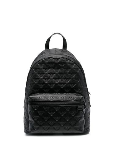 Allover Logo Leather Backpack - Emporio Armani - Modalova