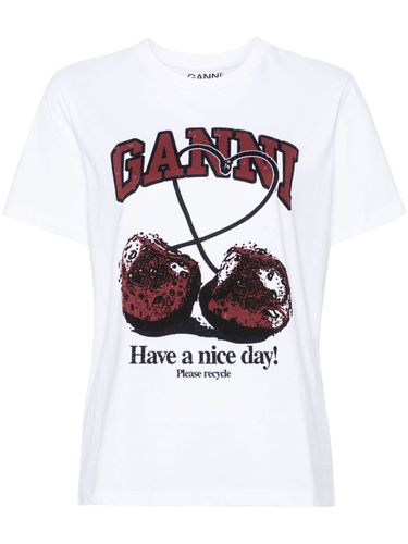 GANNI - Cherry Print Cotton T-shirt - Ganni - Modalova