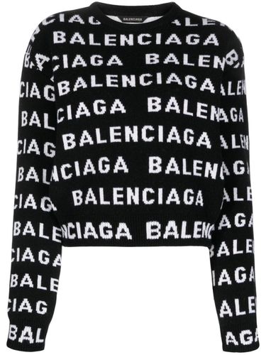 Allover Logo Wool Cropped Sweater - Balenciaga - Modalova