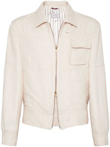 Linen Blended Jacket With Pocket - Brunello Cucinelli - Modalova
