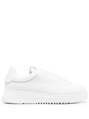 Logo Leather Sneakers - Emporio Armani - Modalova