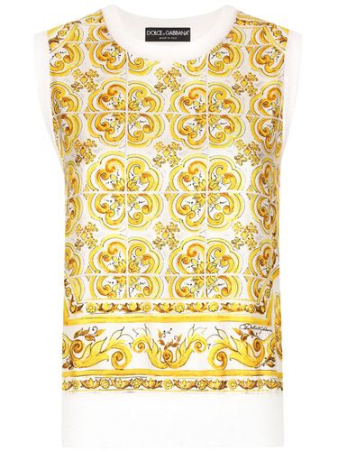 Maiolica Print Silk Tank Top - Dolce & Gabbana - Modalova